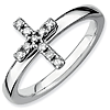 Sterling Silver Stackable Expressions Cross Diamond Ring