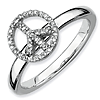 Sterling Silver Stackable Expressions Peace Symbol Diamond Ring