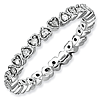 Sterling Silver 1/4 ct Eternity Hearts Diamond Ring