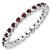 Sterling Silver Stackable 1/2 ct Garnet Eternity Ring
