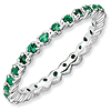 Sterling Silver Stackable 1/3 ct Created Emerald Eternity Ring