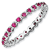 Sterling Silver Stackable 1/2 ct Created Ruby Eternity Ring