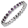 Sterling Silver Stackable 2/5 ct Amethyst Bezel Eternity Ring