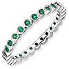 Sterling Silver Stackable 3/8 ct Created Emerald Eternity Ring