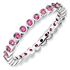 Sterling Silver Stackable 1/2 ct Created Ruby Bezel Eternity Ring