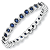 Sterling Silver Stackable 1/2 ct Created Sapphire Bezel Eternity Ring