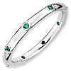 Sterling Silver Stackable 1/10 ct Created Emerald Ring