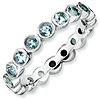Sterling Silver Stackable 1 1/6 ct Aquamarine Eternity Ring