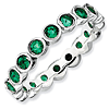 Sterling Silver Stackable 1.1 ct Created Emerald Bezel Eternity Ring