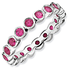 Sterling Silver Stackable 1.6 ct Created Ruby Eternity Bezel Ring
