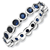 Sterling Silver Stackable Bezel Created Sapphire Ring