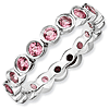 Sterling Silver Stackable 1 1/4 ct Pink Tourmaline Eternity Ring
