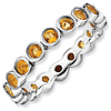 Sterling Silver Stackable 1.2 ct Citrine Bezel Eternity Ring