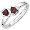 Sterling Silver Stackable Expressions Garnet Double Heart Ring