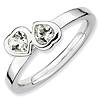Sterling Silver Stackable 1/2 ct White Topaz Double Heart Ring