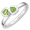 Sterling Silver Stackable Expressions Peridot Double Heart Ring