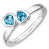 Sterling Silver Stackable Expressions Blue Topaz Double Heart Ring
