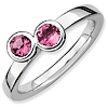 Sterling Silver Stackable Expressions Double Pink Tourmaline Ring