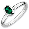Sterling Silver Stackable Expressions Oval Created Emerald Ring
