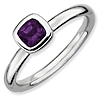 Sterling Silver Stackable Expressions Cushion Cut Amethyst Ring