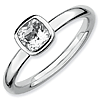 Sterling Silver Stackable Cushion Cut White Topaz Ring