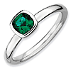 Sterling Silver Stackable 1/2 ct Cushion Cut Created Emerald Ring