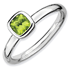 Sterling Silver Stackable Cushion Cut Peridot Ring