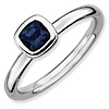 Sterling Silver Stackable Cushion Cut Created Sapphire Ring