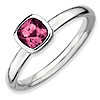 Sterling Silver Stackable 1/2 ct Cushion Cut Pink Tourmaline Ring