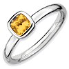 Sterling Silver Stackable Cushion Cut Citrine Ring