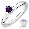 Sterling Silver Stackable High Profile 4mm Amethyst Ring