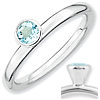 Sterling Silver Stackable High Profile 4mm Aquamarine Ring