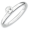 Sterling Silver Stackable High Profile 4mm White Topaz Ring