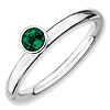 Sterling Silver Stackable High Profile 4mm Created Emerald Ring