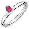 Sterling Silver Stackable High Profile 4mm Created Ruby Ring