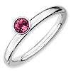 Sterling Silver Stackable High Profile 4mm Pink Tourmaline Ring
