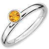 Sterling Silver Stackable High Profile 4mm Citrine Ring