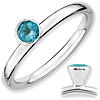 Sterling Silver Stackable High Profile 4mm Blue Topaz Ring