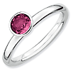 Sterling Silver Stackable High Profile 5mm Pink Tourmaline Ring