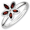 Sterling Silver 1/2 ct Garnet Flower Ring