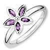 Sterling Silver Stackable Expressions .37 ct Amethyst Flower Ring
