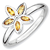 Sterling Silver Stackable Expressions Citrine Marquise Flower Ring