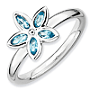Sterling Silver Stackable Expressions Blue Topaz Marquise Flower Ring