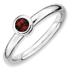 Sterling Silver Stackable Low Profile 4mm Round Garnet Ring
