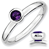 Sterling Silver Stackable Low Profile 4mm Round Amethyst Ring