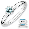 Sterling Silver Stackable Low Profile 4mm Round Aquamarine Ring