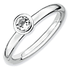 Sterling Silver Stackable Low 4mm Round White Topaz Ring