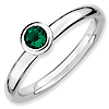 Sterling Silver Stackable Low Profile 4mm Created Emerald Ring