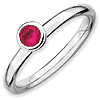 Sterling Silver Stackable Expressions Low 4mm Round Created Ruby Ring