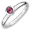 Sterling Silver Stackable Low 4mm Pink Tourmaline Ring